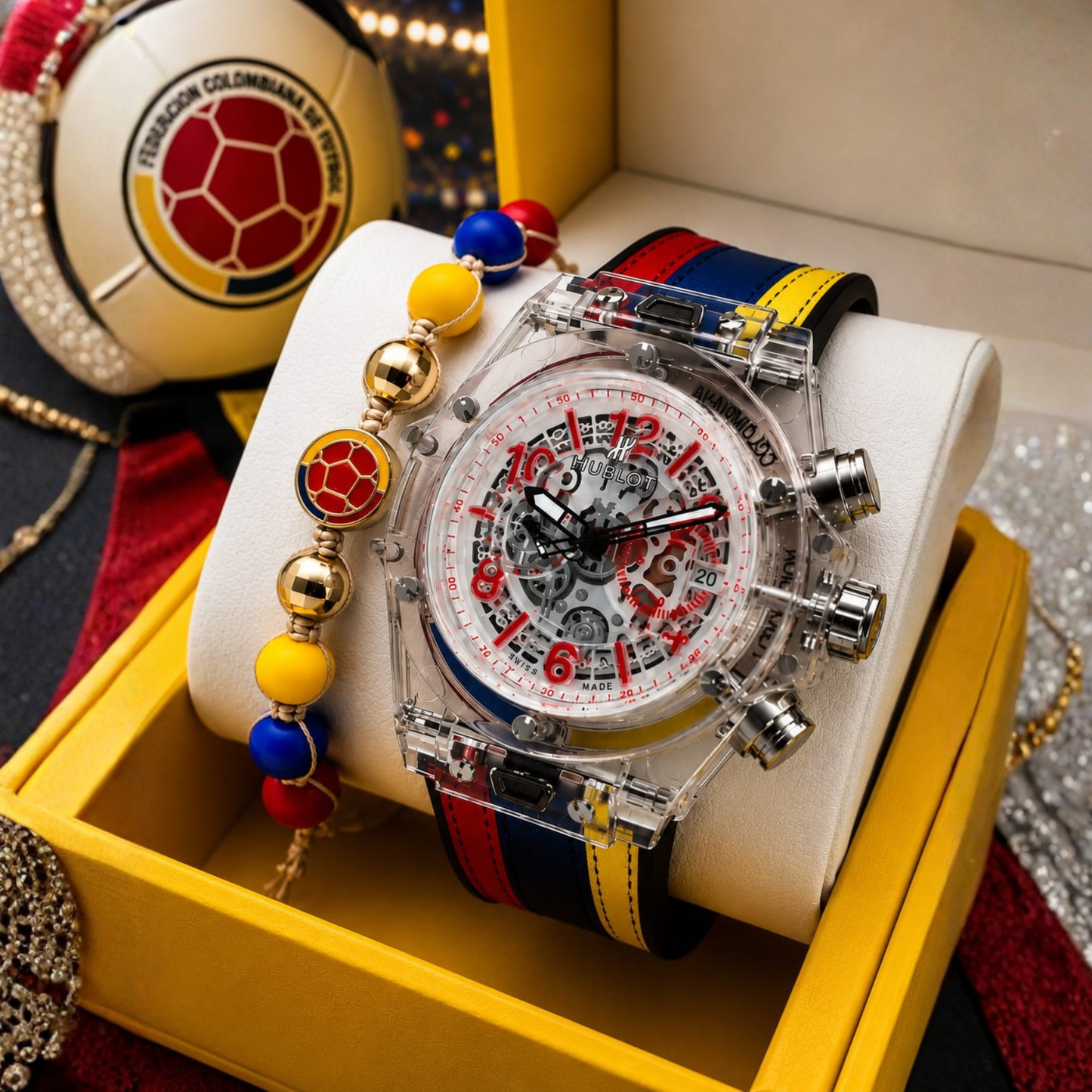 Combo Mundialista ⚽🎉Reloj + Pulsera + Estuche de lujo