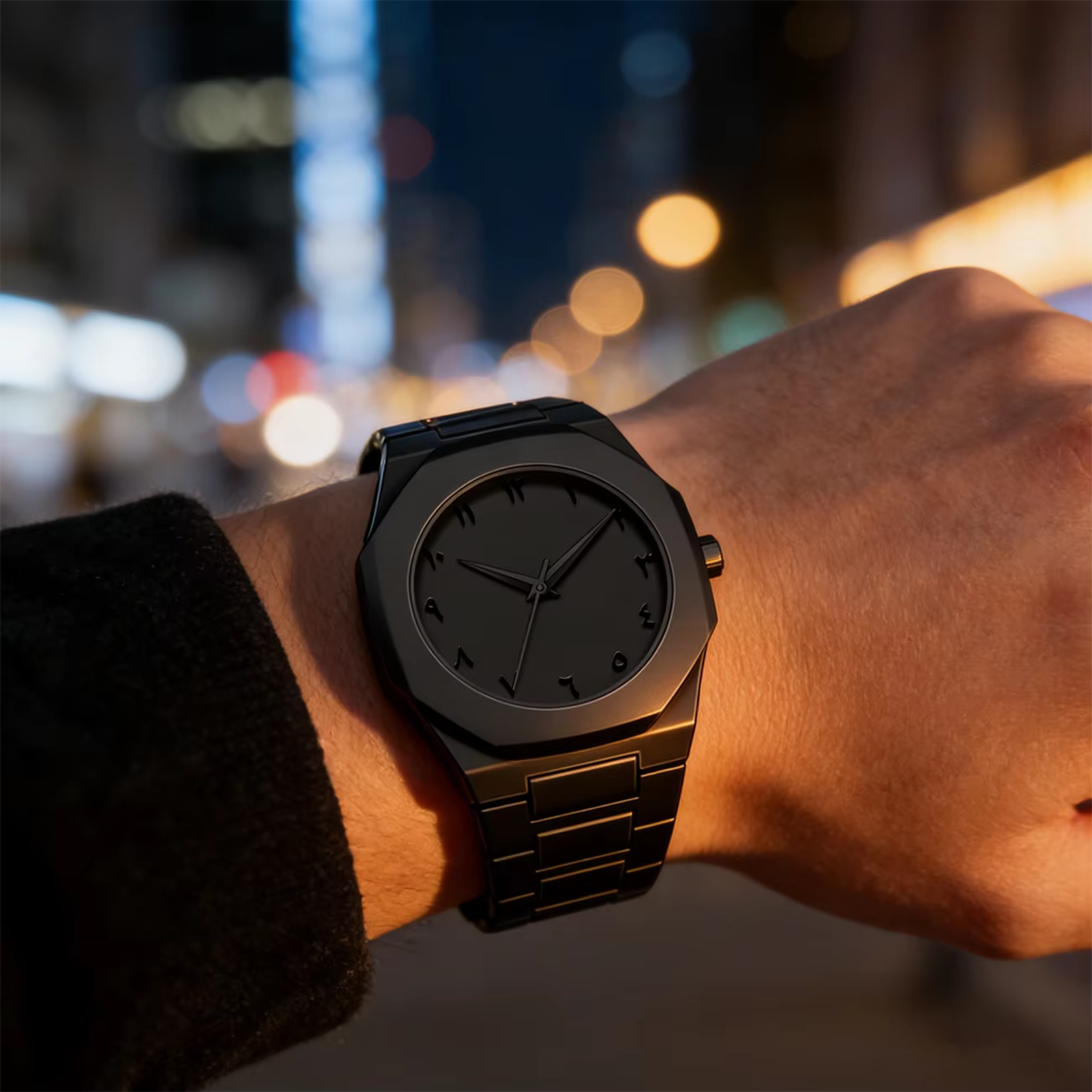 Reloj Arabigo Negro Mate
