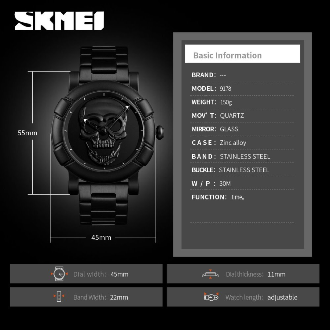 Skmei Skull Black 9178